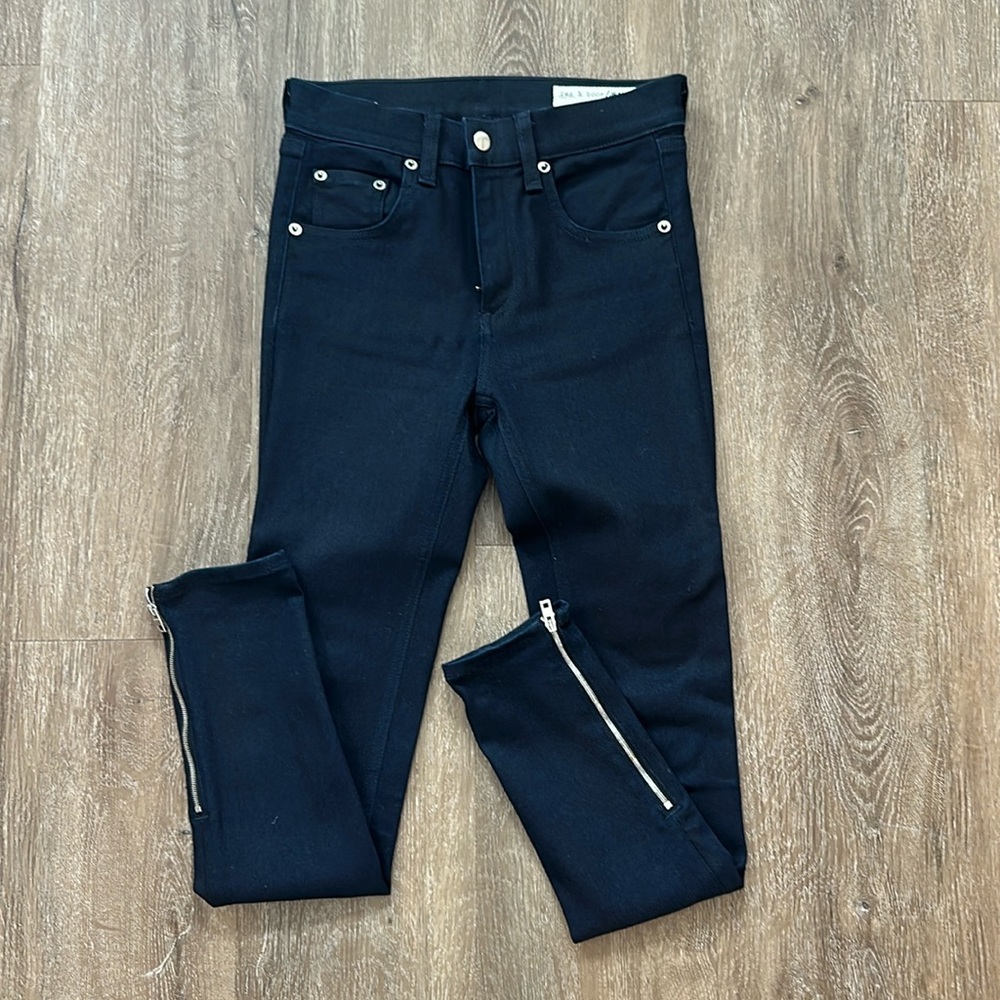 Rag & Bone cropped dark jean with zipper ankle